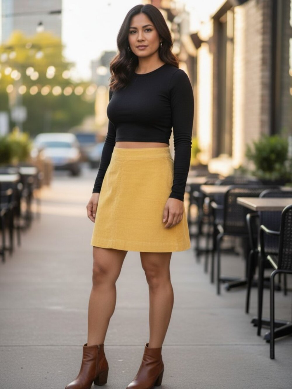 J.Crew Mustard Yellow Corduroy Mini Skirt Back‎ Zip Lined Cotton